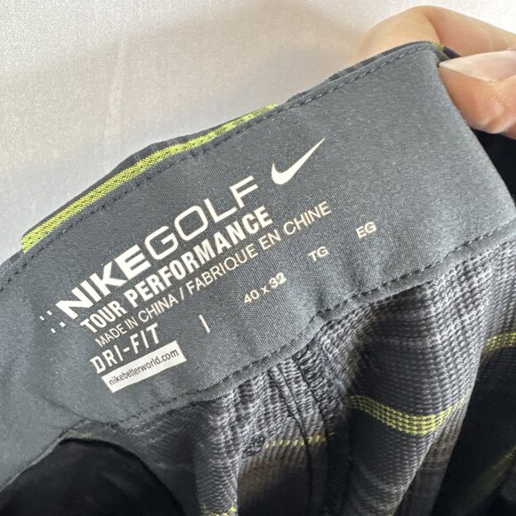 Nike Golf Tour Performance Dri-Fit Plaid Pants Men’s 40x32 Gray Green - Picture 5 of 7